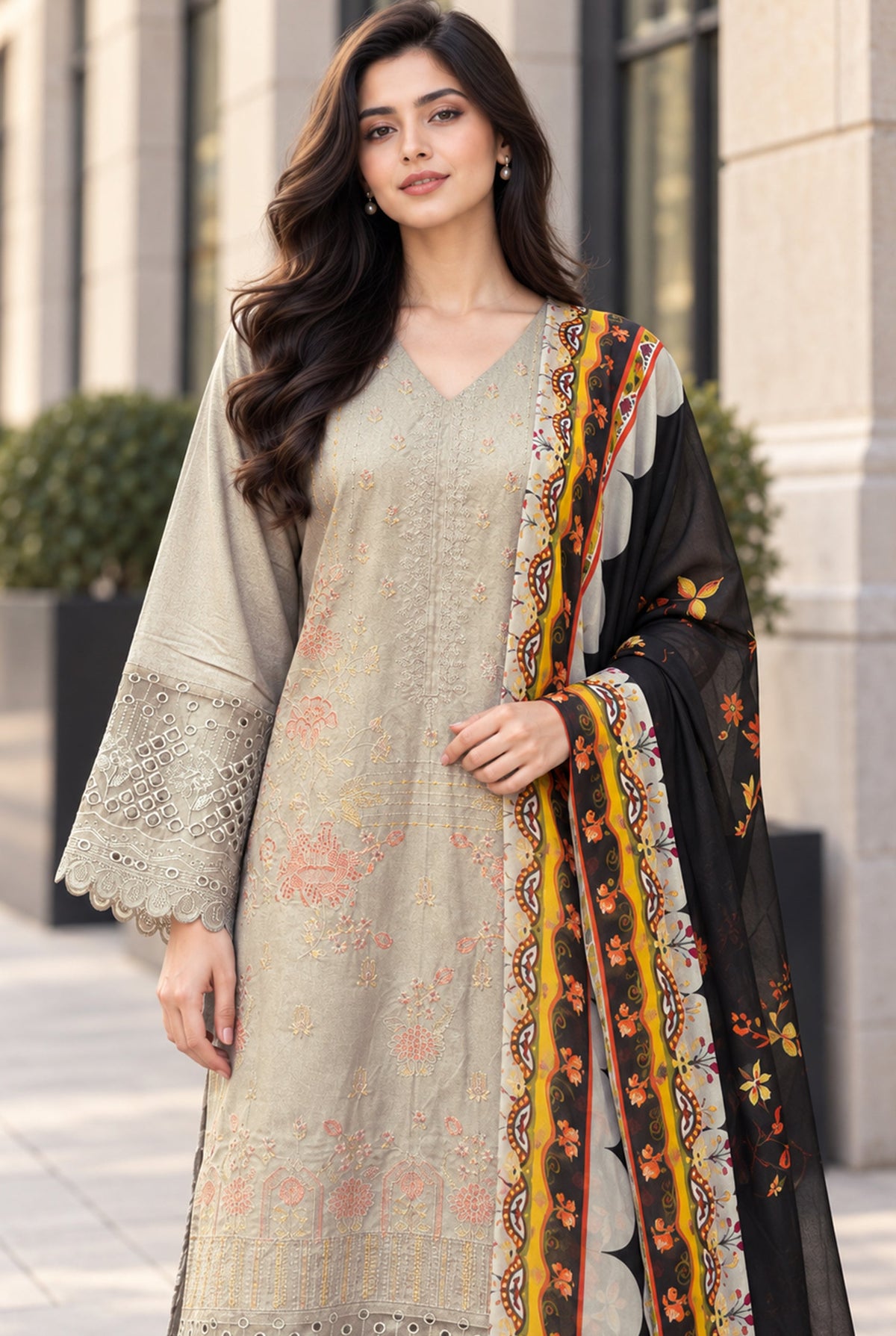 Sarang S-35 embroidered karandi 3 piece suit