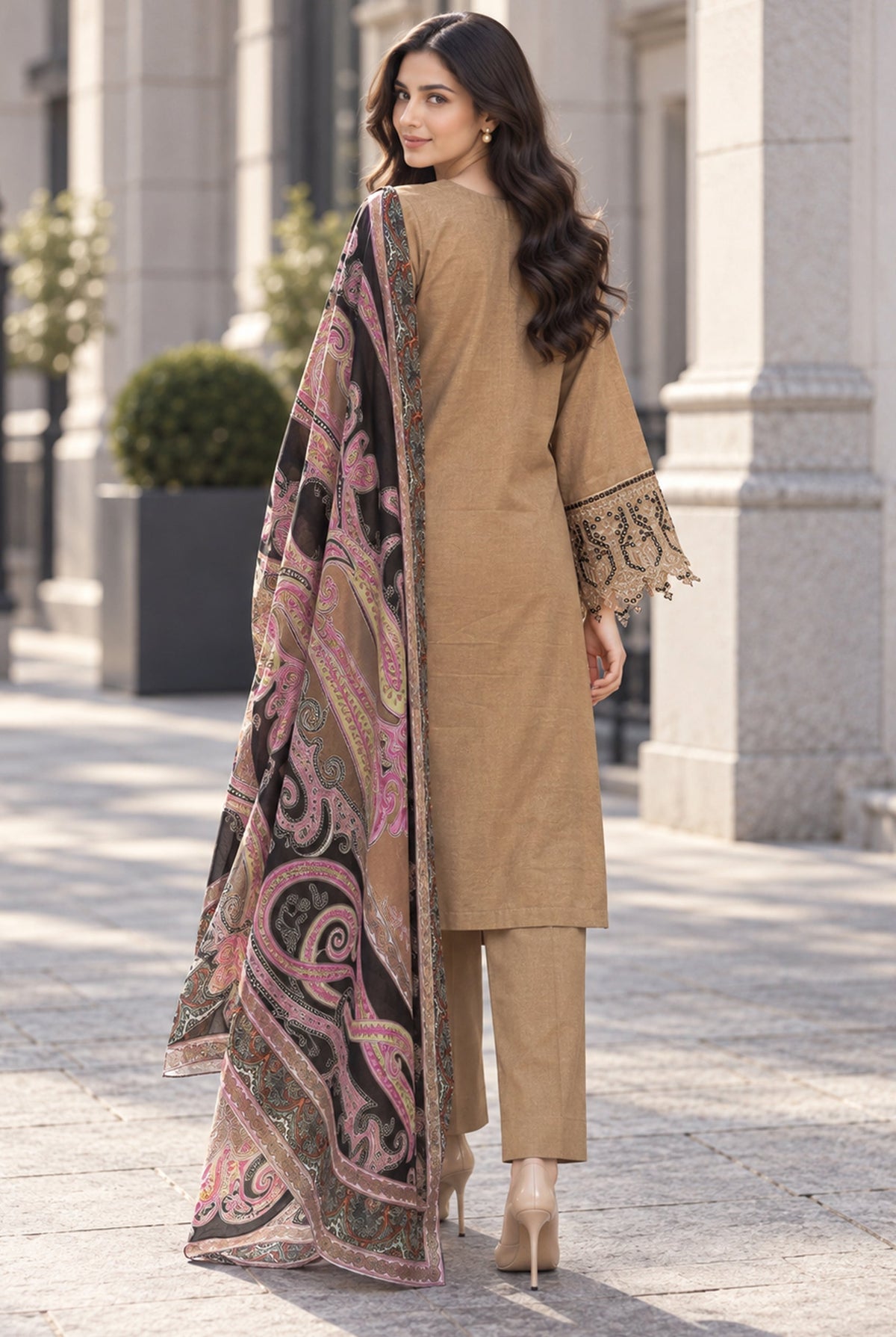 Sarang S-36 embroidered karandi 3 piece suit