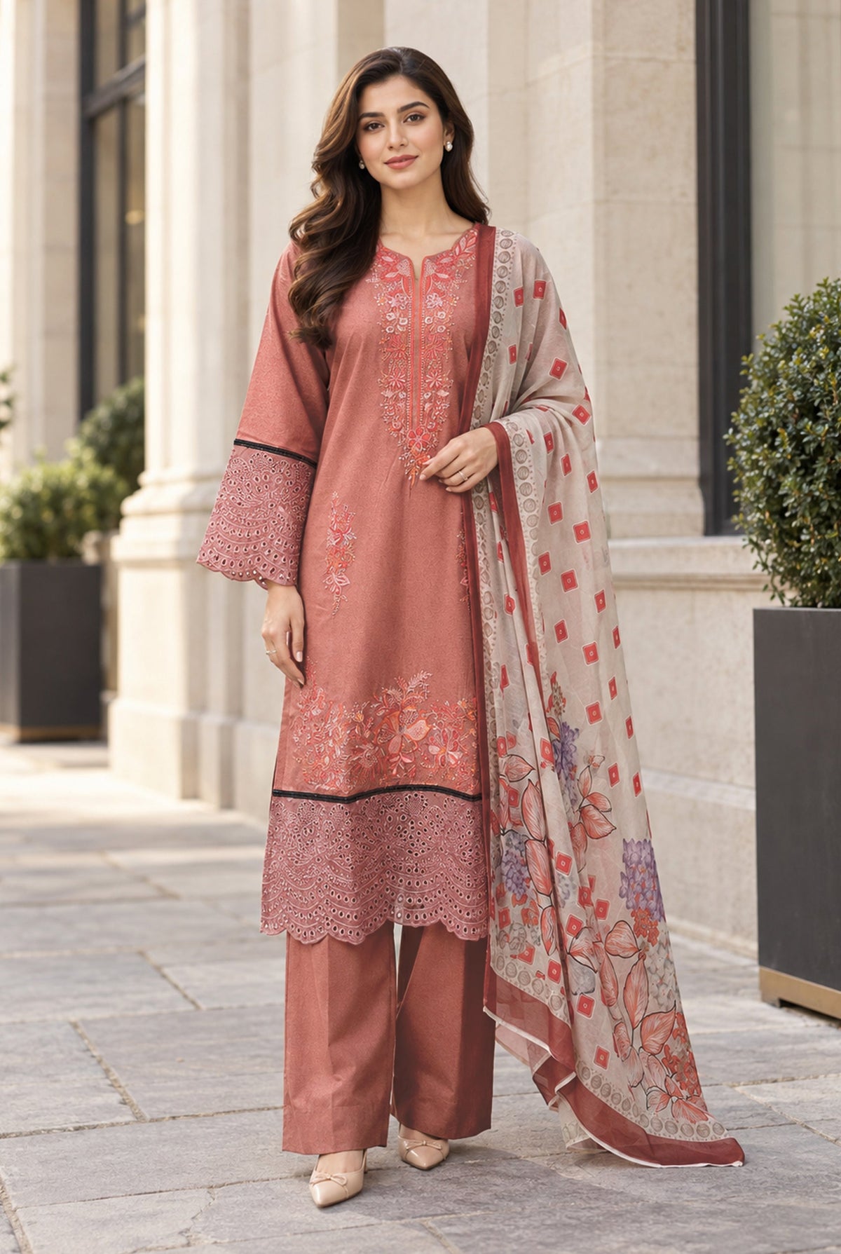 Sarang S-37 embroidered karandi 3 piece suit