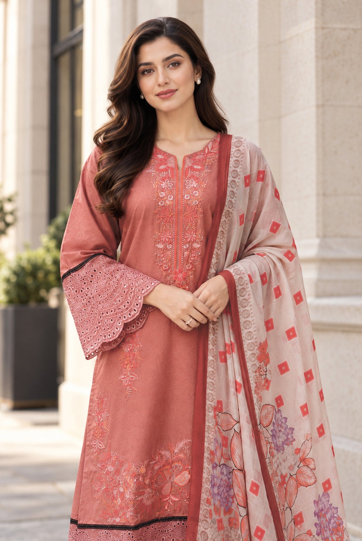 Sarang S-37 embroidered karandi 3 piece suit