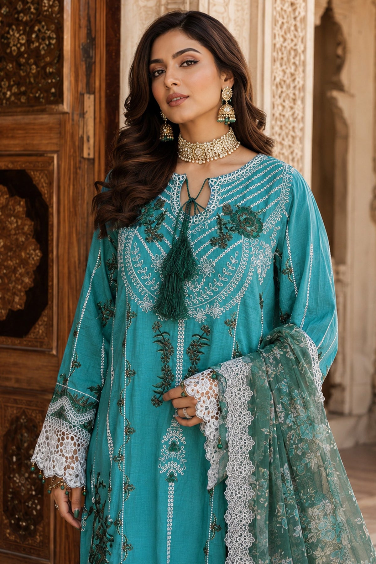 Surkhru S-33 : Embroidered Dobby 3 Piece