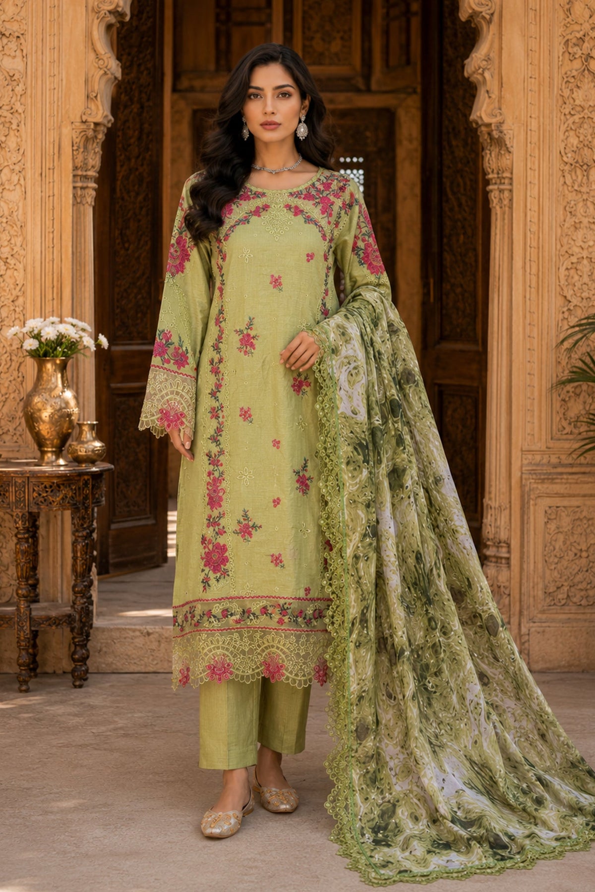 Surkhru S-31 : Embroidered Dobby 3 Piece