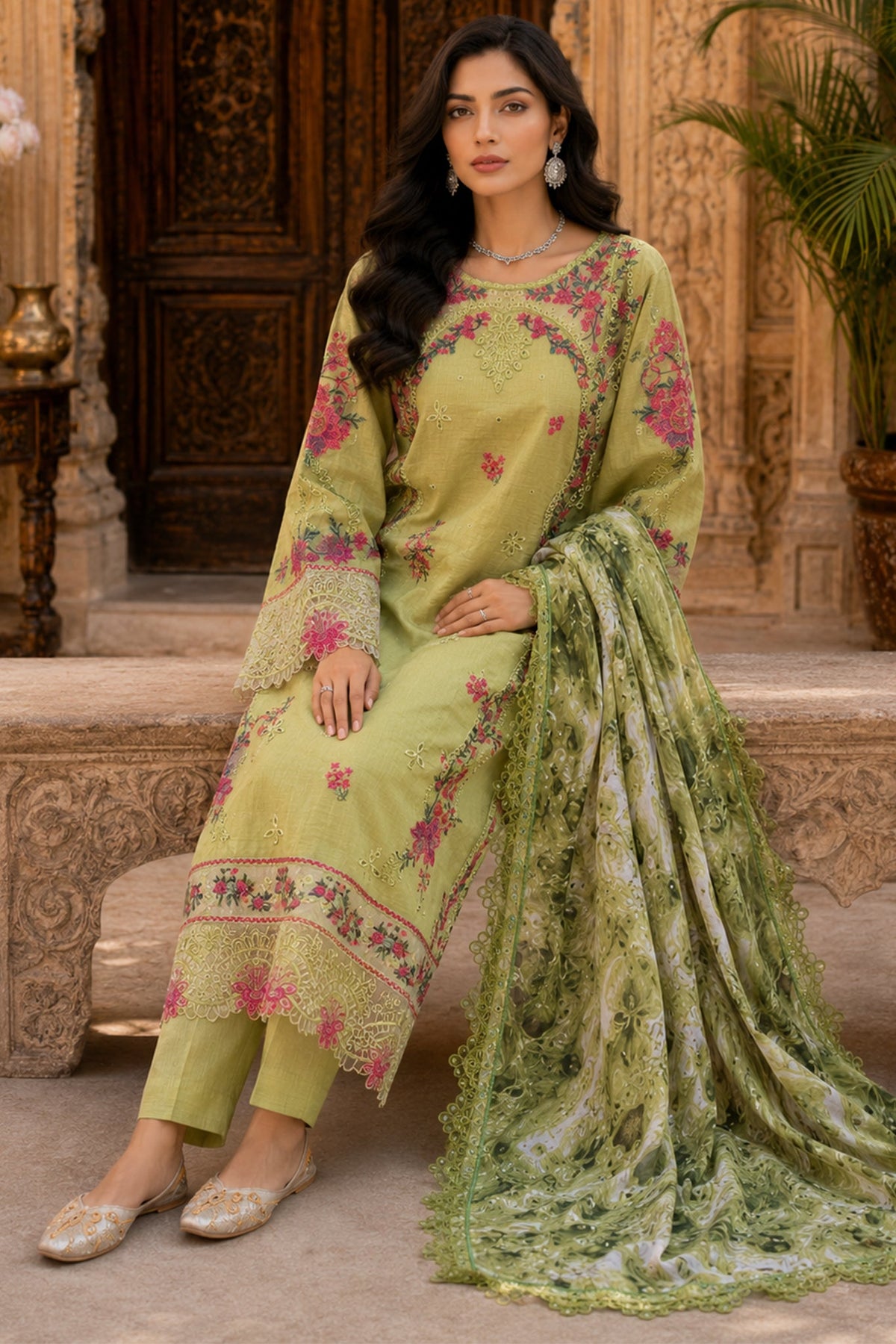 Surkhru S-31 : Embroidered Dobby 3 Piece