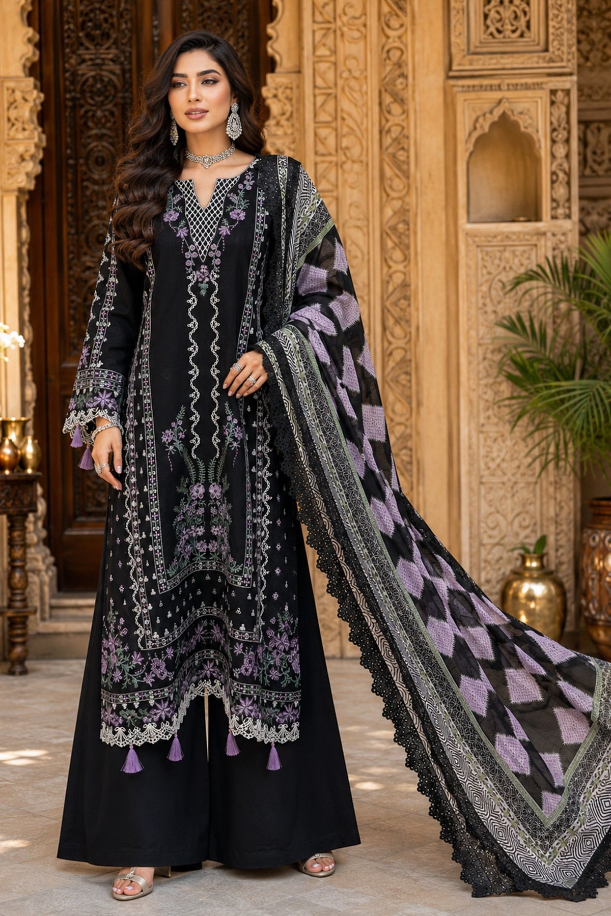 Surkhru S-36 : Embroidered Dobby 3 Piece