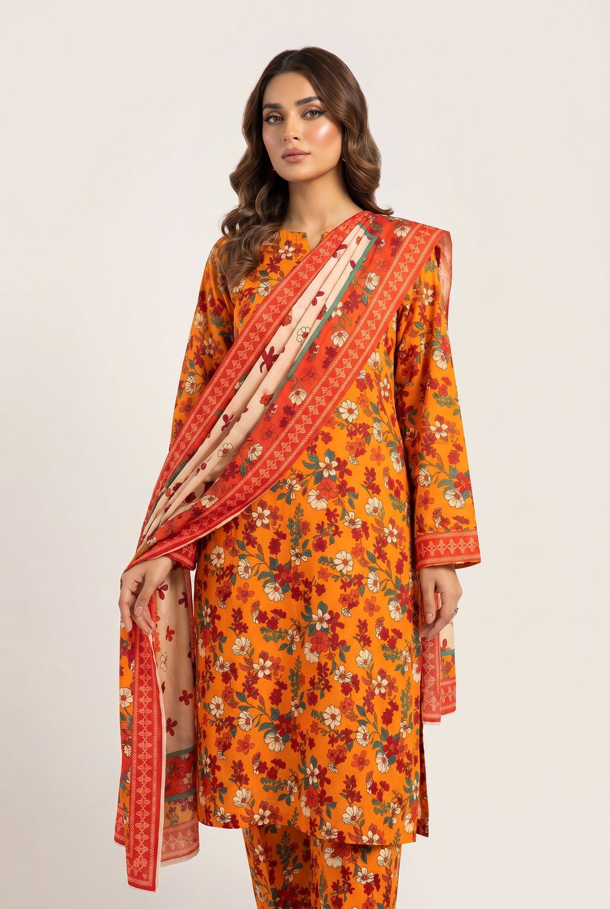 Vasl D-47 : Printed Lawn 3PC - Kleren